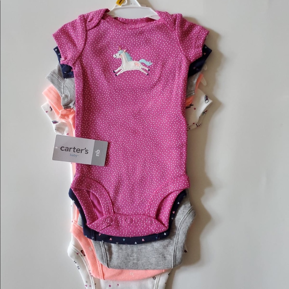 BABY GIRLS CARTER'S SHORT SLEEVE BODYSUITS 5 PCS